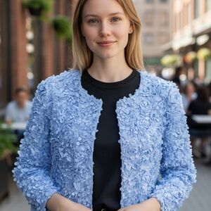 Weavz Hydrangea Blue Flower Textured Jacket